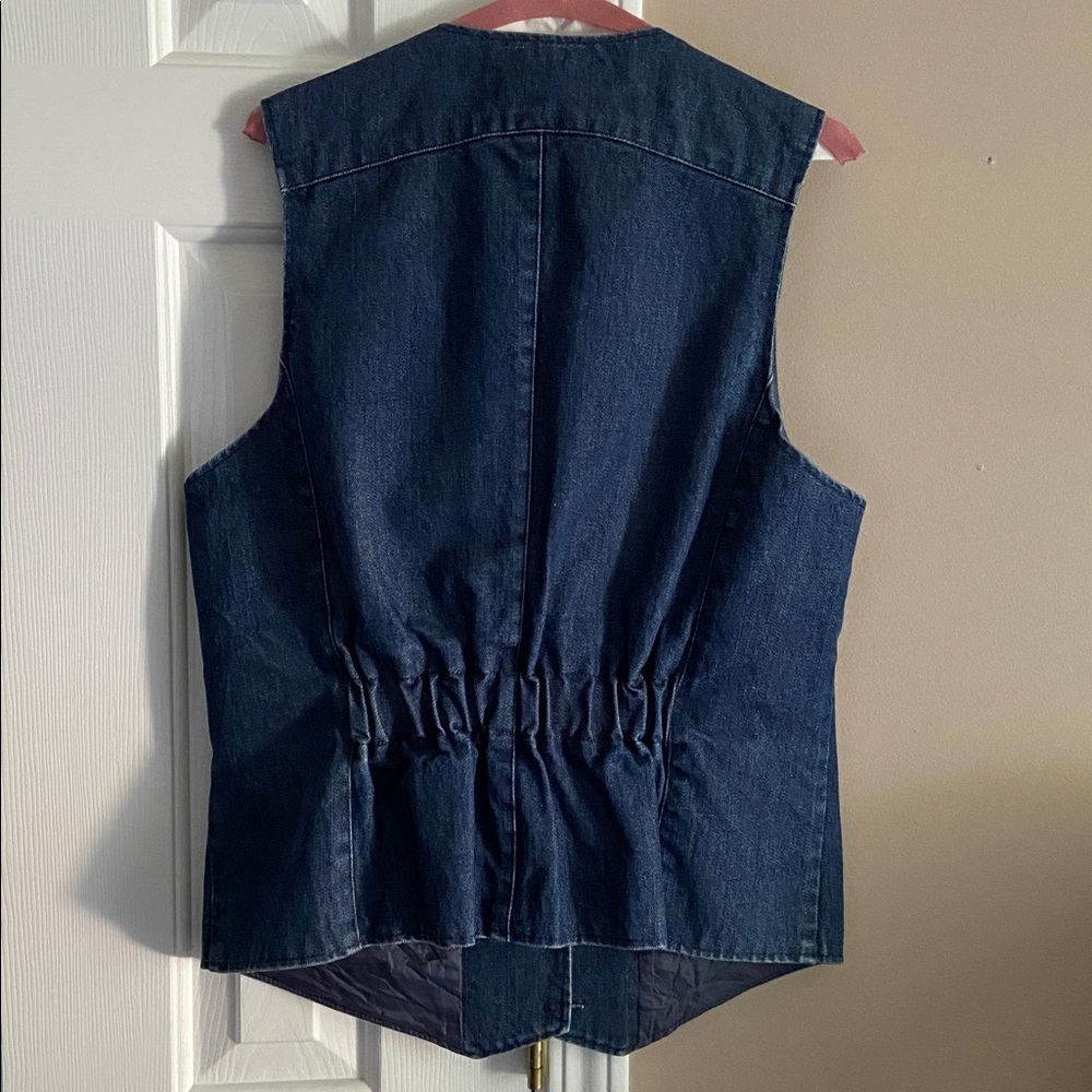 Carol’s Denim Button-Up 100% Cotton Vest with Pockets Size Large - Picture 3 of 4
